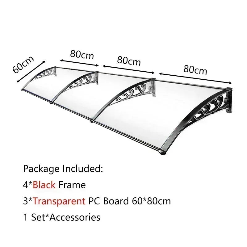 Door Window Awning Big Size PC Board Cover Outdoor Patio Canopy Sun Shelter Window Eaves Rain Cover Awning Aluminum Pergola