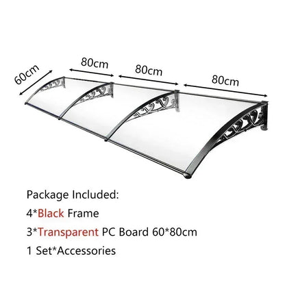 Door Window Awning Big Size PC Board Cover Outdoor Patio Canopy Sun Shelter Window Eaves Rain Cover Awning Aluminum Pergola