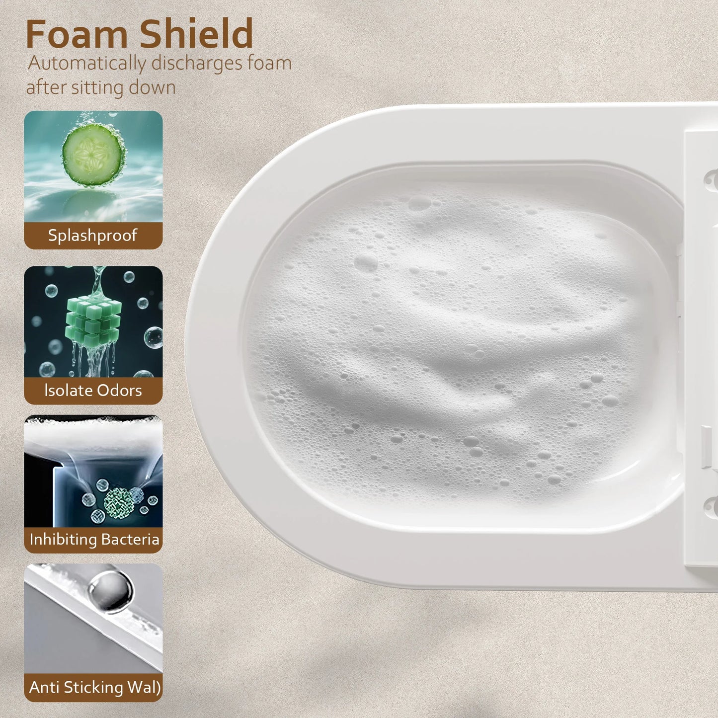 Smart Bidet Toilet Seat Heated Seat Self-Cleaning Nozzle Foam Shield Automatic Lid LED Display Remote Control for Kids Adults