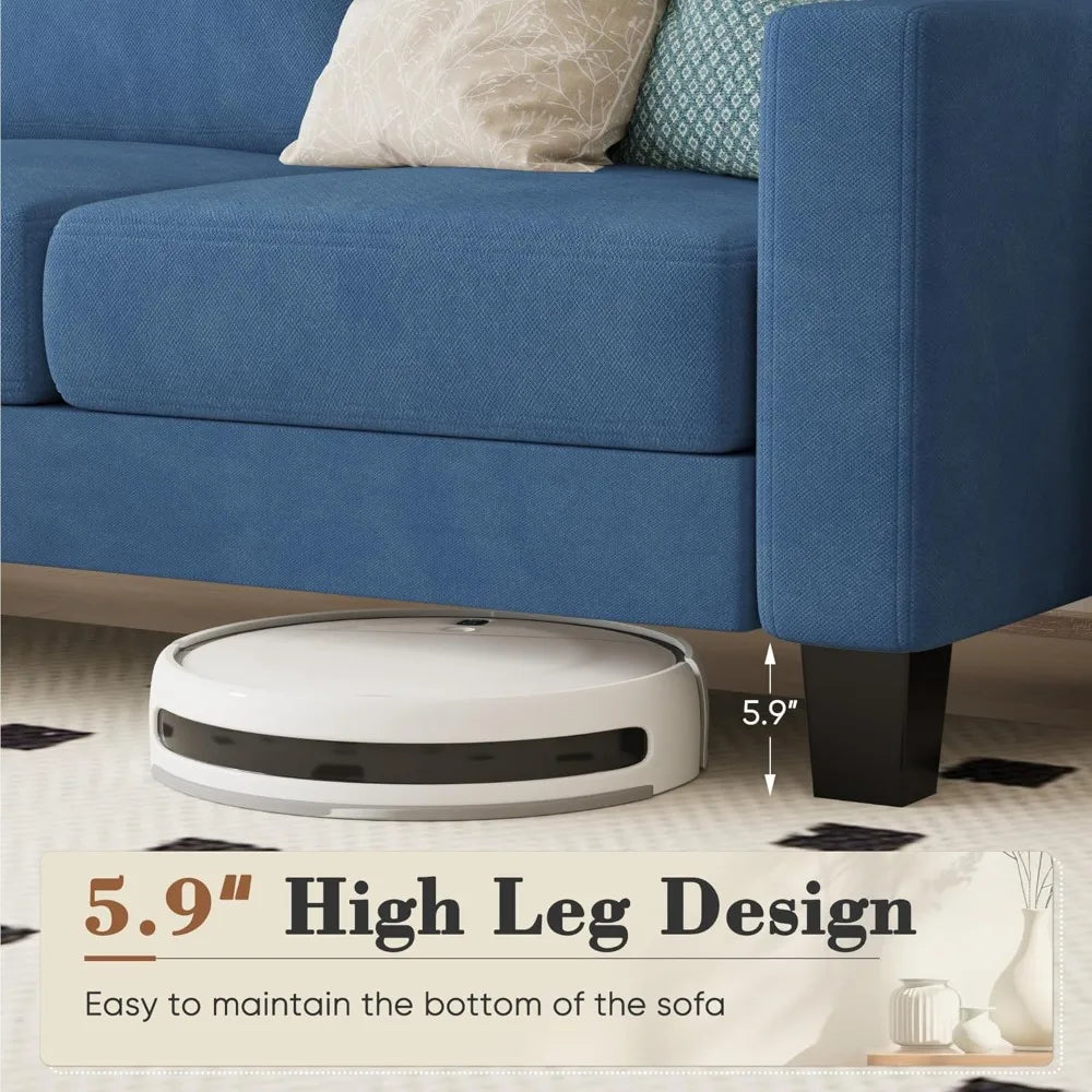 L-Shaped 3-Seater Sofa - Convertible Chaise Corduroy Couch for Small Spaces