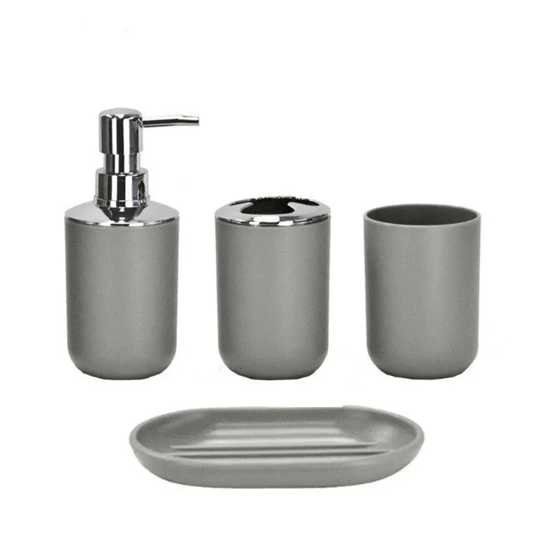 Luxury Bathroom Set Multipurpose Soap Dispenser Toothbrush Holder Toilet Brush Trash Can Soap Dish Home Bathroom Set 4/6pcs Pack