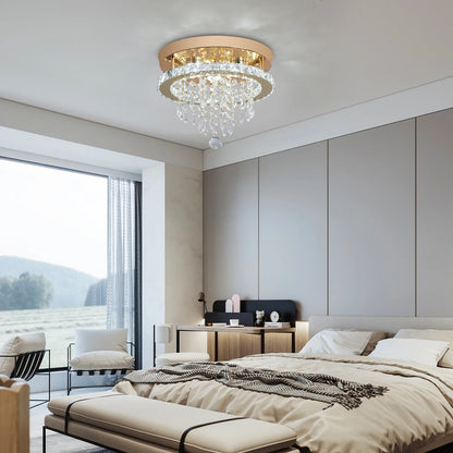 Luxury Crystal Chandelier Lustre Design Gold Modern Led Ceiling Light  Living Room Bedroom Hanging Lamp LightingFixture