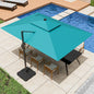 9' X 12' Cantilever Patio Umbrella 360°Rotation Rectangular Outdoor Large Offset Umbrellas Double Top Heavy Duty Windproof