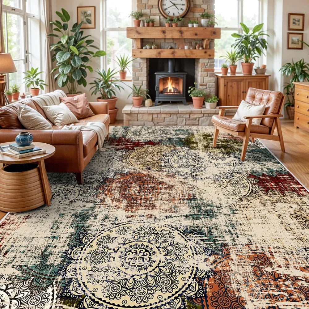 10x14 Living Room Area Rug - Modern Abstract Large Area Rugs Non-Slip Stain Resistant Carpets