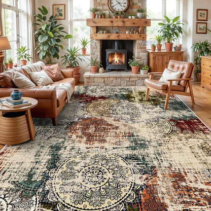 10x14 Living Room Area Rug - Modern Abstract Large Area Rugs Non-Slip Stain Resistant Carpets