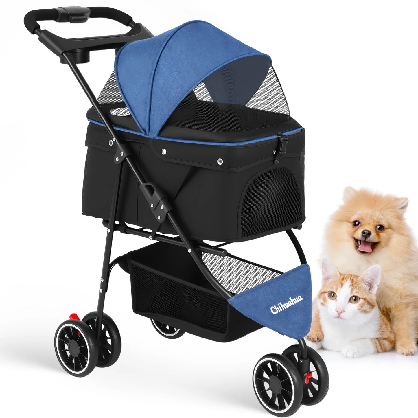 3 in 1 Pet Stroller with Removable Carrier Folding Stroller for Small/Medium Dogs and Cats Waterproof All-Terrain