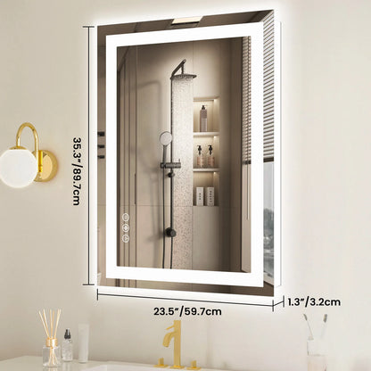 36"x 24"LED Bathroom Vanity Mirror for Wall Memory Function Tempered Glass with Front Light and Backlit For Living Room
