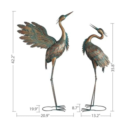 Crane Statues for Garden Decor Metal Crane Yard Art Statues Standing Heron Garden Sculptures Statues for Outdoor Decorations Se