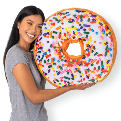 3D Sprinkle Donut Throw Pillow - Made with Super Soft & Ultra Premium Fabric - Cute, Comfortable, Plush Stuffed Doughnut Cake