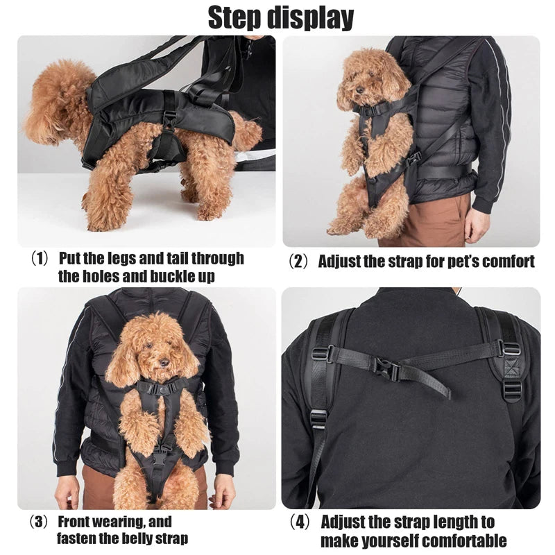 Dog Carrier Backpack Adjustable Pet Carriers Front Facing Hands-Free Safety Puppy Travel Bag For Small Medium Dog