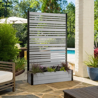 BEST SALE-6ft Hx3.8ftWx1ftL (1 Screen w/Planter) Freestanding Patio Privacy Screen w/Planter Box, Privacy Planters for Patio-Hot