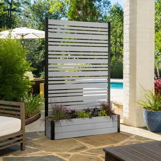 BEST SALE-6ft Hx3.8ftWx1ftL (1 Screen w/Planter) Freestanding Patio Privacy Screen w/Planter Box, Privacy Planters for Patio-Hot