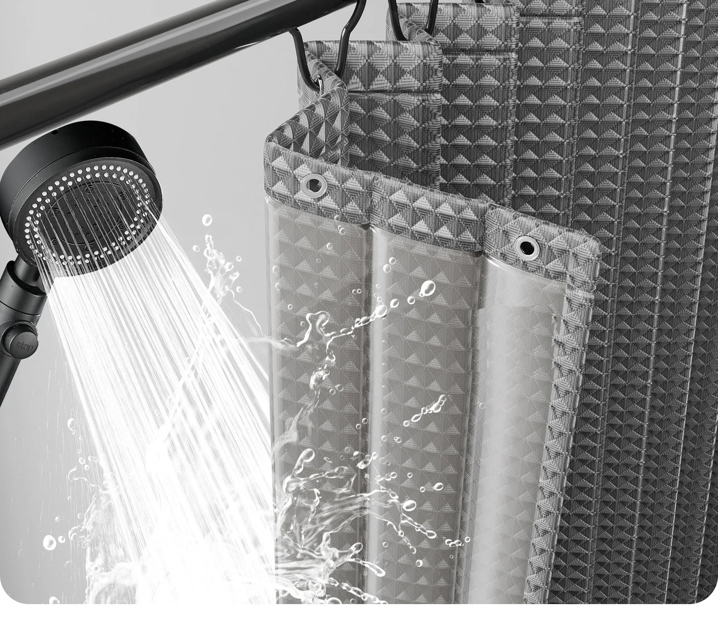 Bathroom Folding Linen Shower Curtain with Magnets Waterproof Suitable for Walk-in Shower Does Not Include Telesc