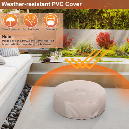 7PCS Patio Rattan Wicker Furniture Set Gas Fire Pit Table Sofa Cushion