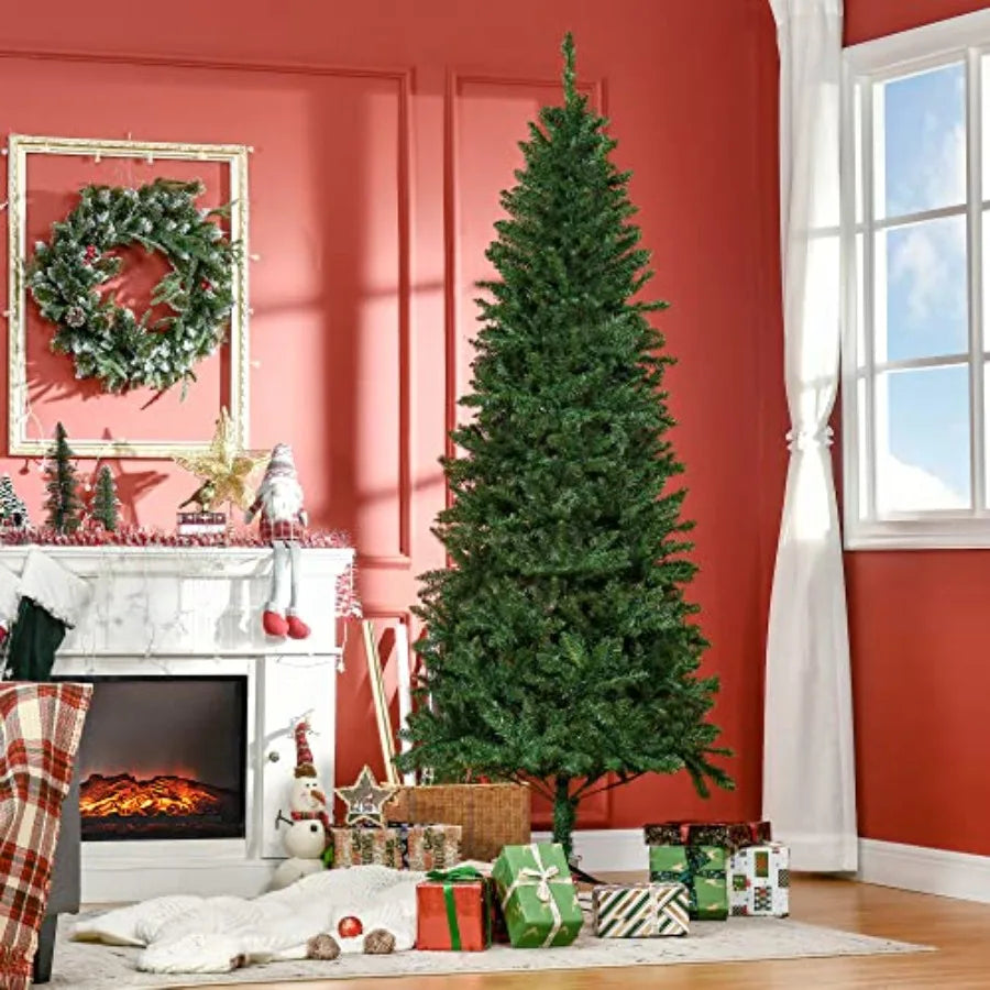 7' Tall Unlit Slim Fir Artificial Christmas Tree with Realistic Branches and 865 Tips Green