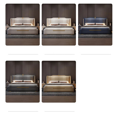 SAT. Luxury modern king soft bed framed leather solid wood double bed with storage for home or hotel bedroom furniture