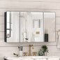 Large Wall Mounted Medicine Cabinet 3 Door Bathroom Mirror Storage Cabinet Modern Black Finish with Shelves