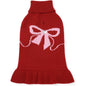 Bowknot Pet Sweater Dress for Small Pets Girl Stretchy Pet Sweaters Pullover Coats Fall Winter Warm Dog Turtleneck Sweater Red