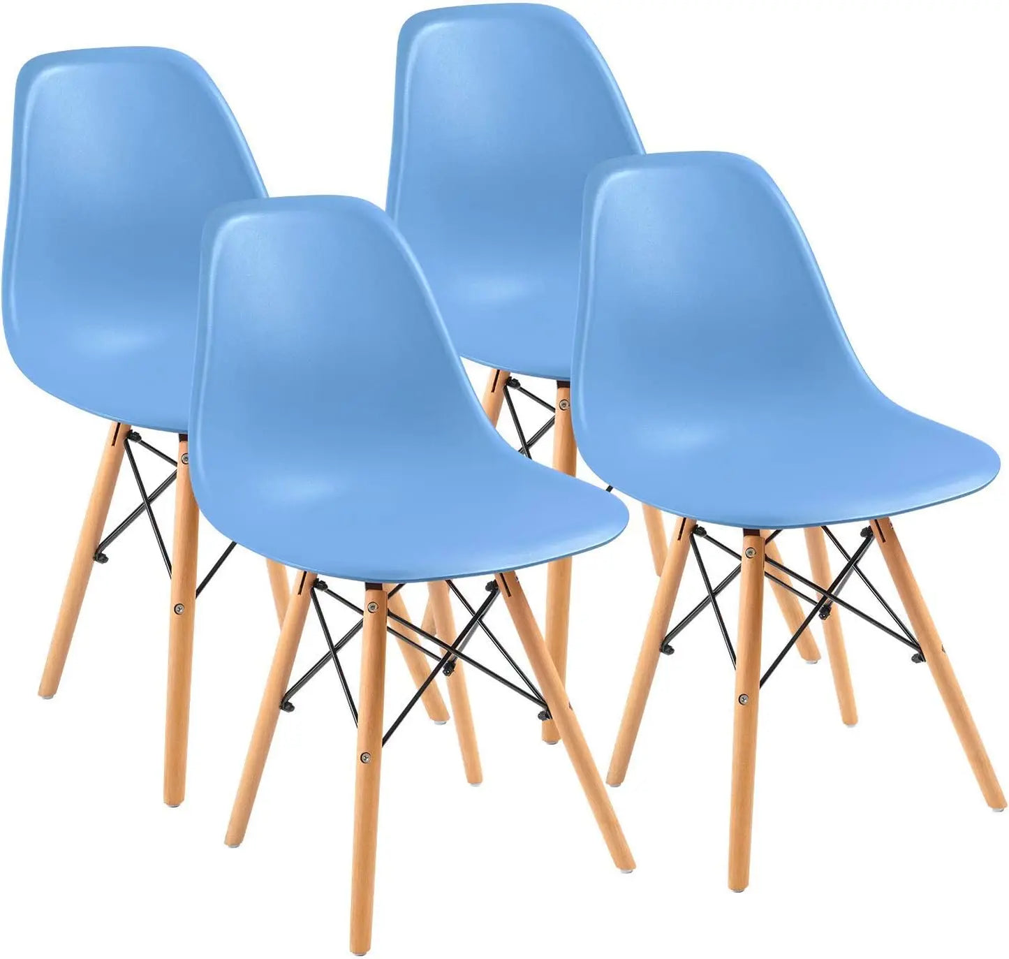 Modern Style Dining Chair Mid Century Modern DSW Chair, Shell Lounge Plastic Chair for Kitchen Chairs Set of 4(White)
