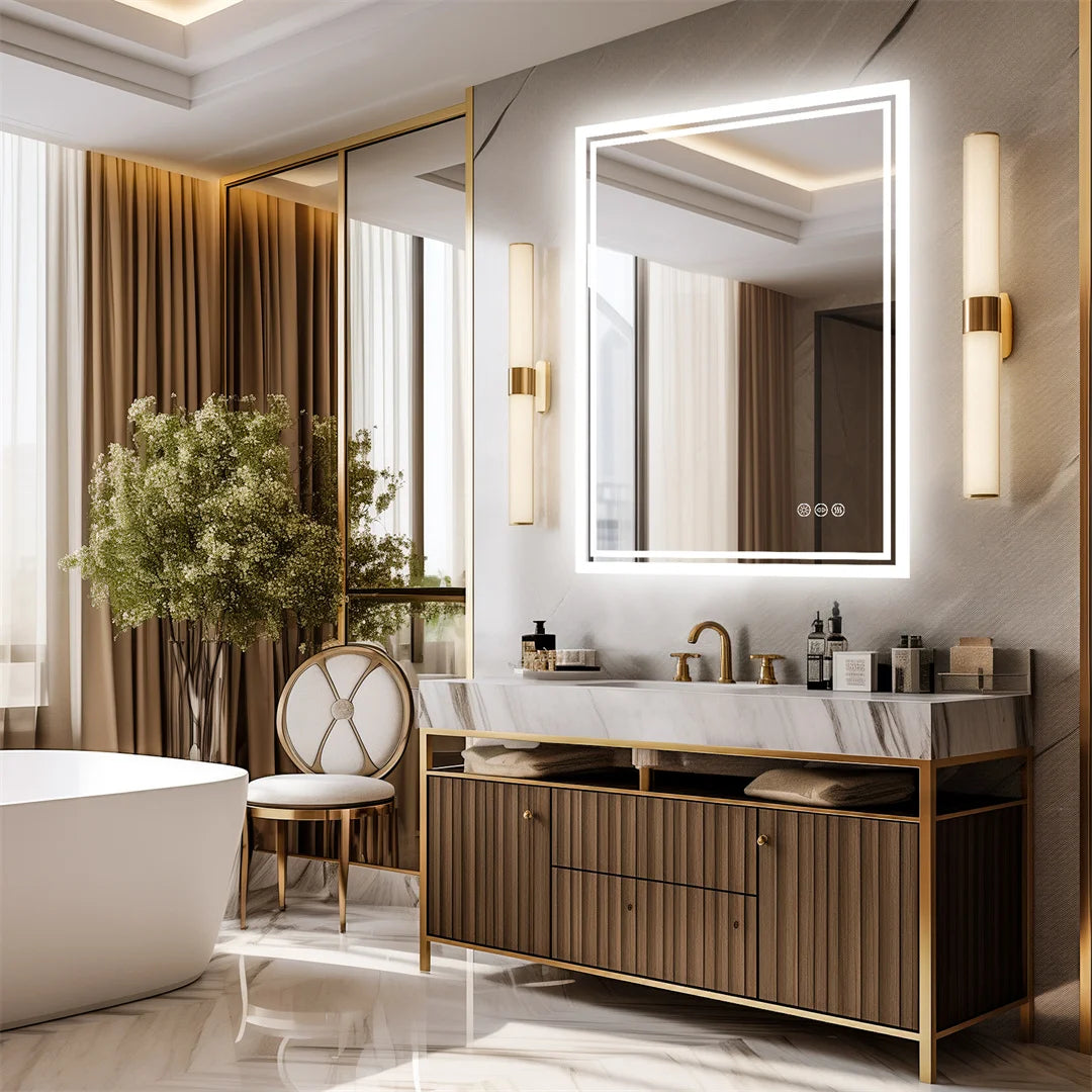 Illuminate LED Backlight Bathroom Mirror Frameless Dimmable Defog Bath/Shower/Shaving Mirror