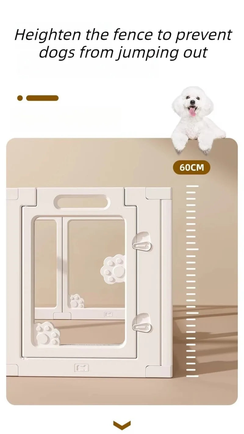 Transparent Pet Fence Indoor Small Dogs Enclosure Free Combination Anti-Escape Puppy Playpen Sturdy Pet Barrier Cage with Door