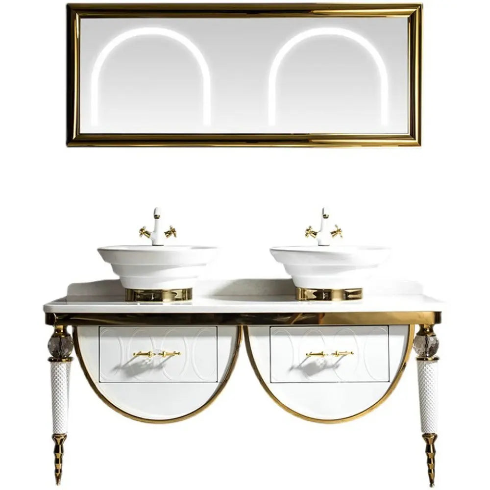 Modern Stylish Stainless Steel Sink Cabinet Set Durable Bathroom Vanities Vanity Special Counter Mirror Combo
