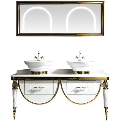 Modern Stylish Stainless Steel Sink Cabinet Set Durable Bathroom Vanities Vanity Special Counter Mirror Combo