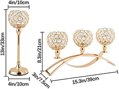 Gold Candle Holders for Table Centerpieces,Tealight Candlestick, Candelabra Stand, 3 Arms for dining room