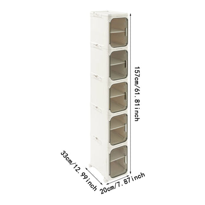 5-Tier Tall Narrow Storage Cabinet Slim Storage Cabinet with Wheels for Small Space, Bathroom, Kitchen, Laundry