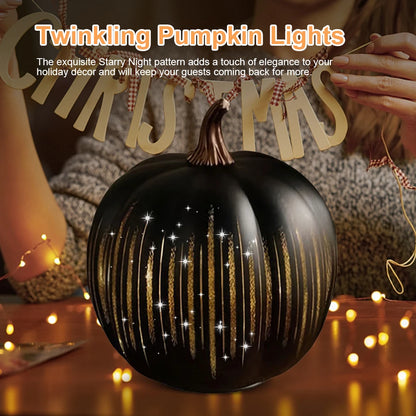 Twinkle Light Pumpkins with Timer Starry Night Pumpkins Glass  Pumpkin Lamp Light