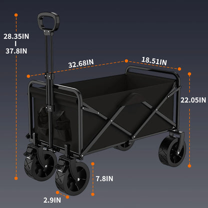 Foldable Multi-Function Beach Cart Heavy Duty Large Capacity Folding Cart Outdoor Trolley Portable Camper