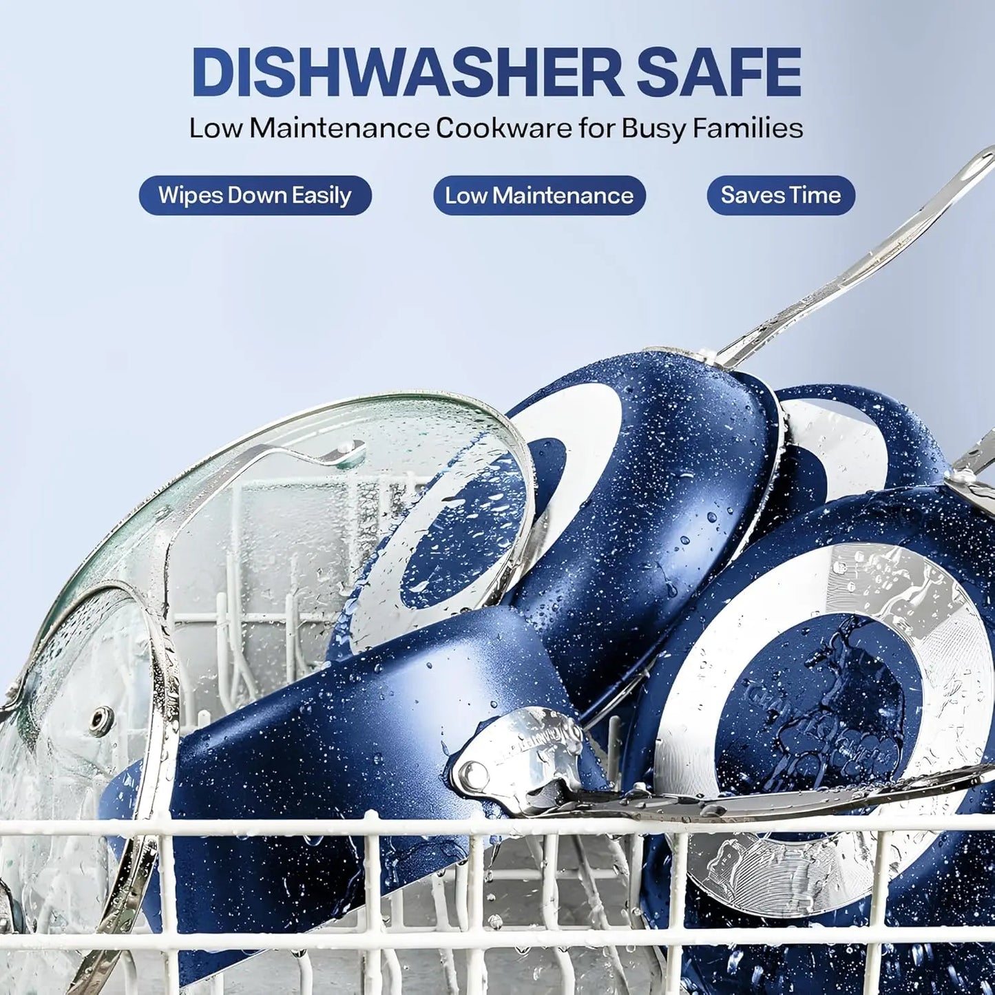 True 20 Pc Pots and Pans Set Non Stick Cookware Set with Deep Square Pan and Bakeware Set, Non Toxic PFOA PFOS Free, Oven Safe