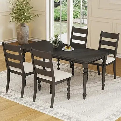 4-Piece Farmhouse Dining Chair Set, Solid Wood Frame , Modern Armless Chenille Fabric Upholstered