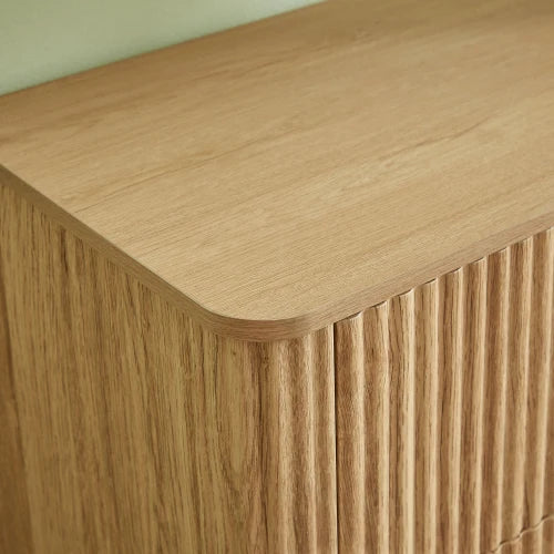 3 drawers, 27.6 inches wide modern drawer box with curved wave design, oak, 27.6 feet wide x 15.8 feet deep x 27.4 feet high.