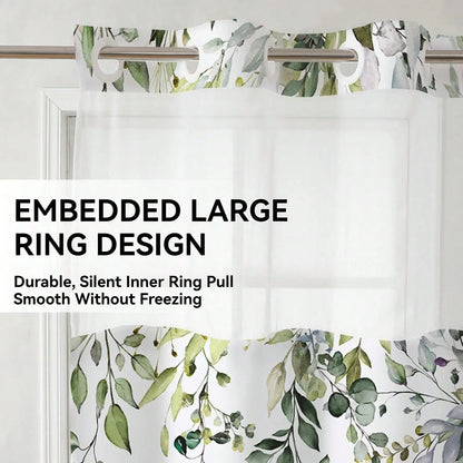 Plants Pattern No Hook Waterproof Shower Curtain, Removable