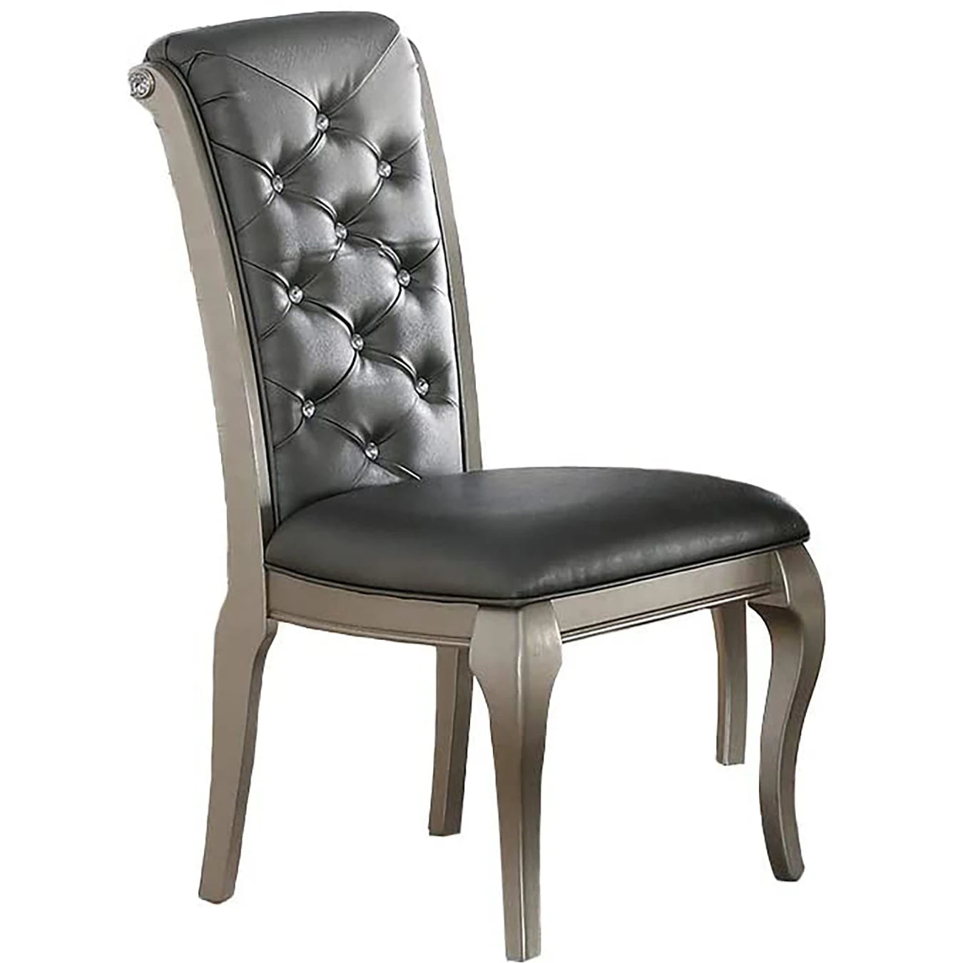 Formal Traditional Dining Table Round Table  5pc Dining Table w Shelf 4x Side Chairs Tufted Back Dining Room Furniture