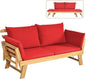 Convertible Acacia Wood Patio Couch Sofa Bed with Adjustable Armrest, Outdoor Daybed with Cushion & Pillows, Outside Folding Fu