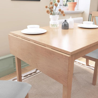 3-Piece Set – Drop-Leaf Table & 2 Upholstered Chairs, Wooden Dining Set for Small Spaces