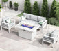 RPD4-QLayinSun Aluminum Furniture with Fire Pit Table. 5 Pieces Patio Sectional Conversation Chat Sofa Modern Seating Set