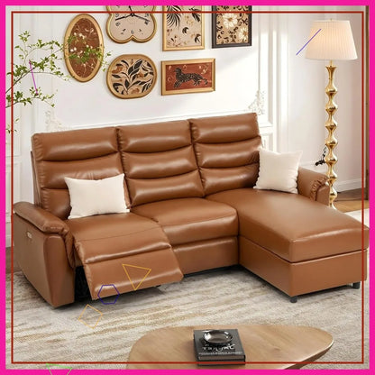 Electric Reclining Sofa with USB & Storage, 3-Seat Wall Hugger Sectional for Living Room Home Theater