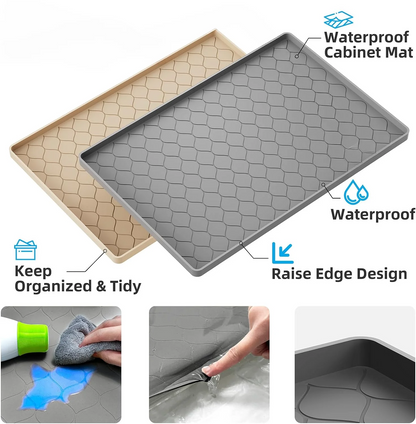Waterproof Under Sink Mat -34” x 22” Cabinet Liner for Kitchen & Bathroom, Shelf Protector Silicone