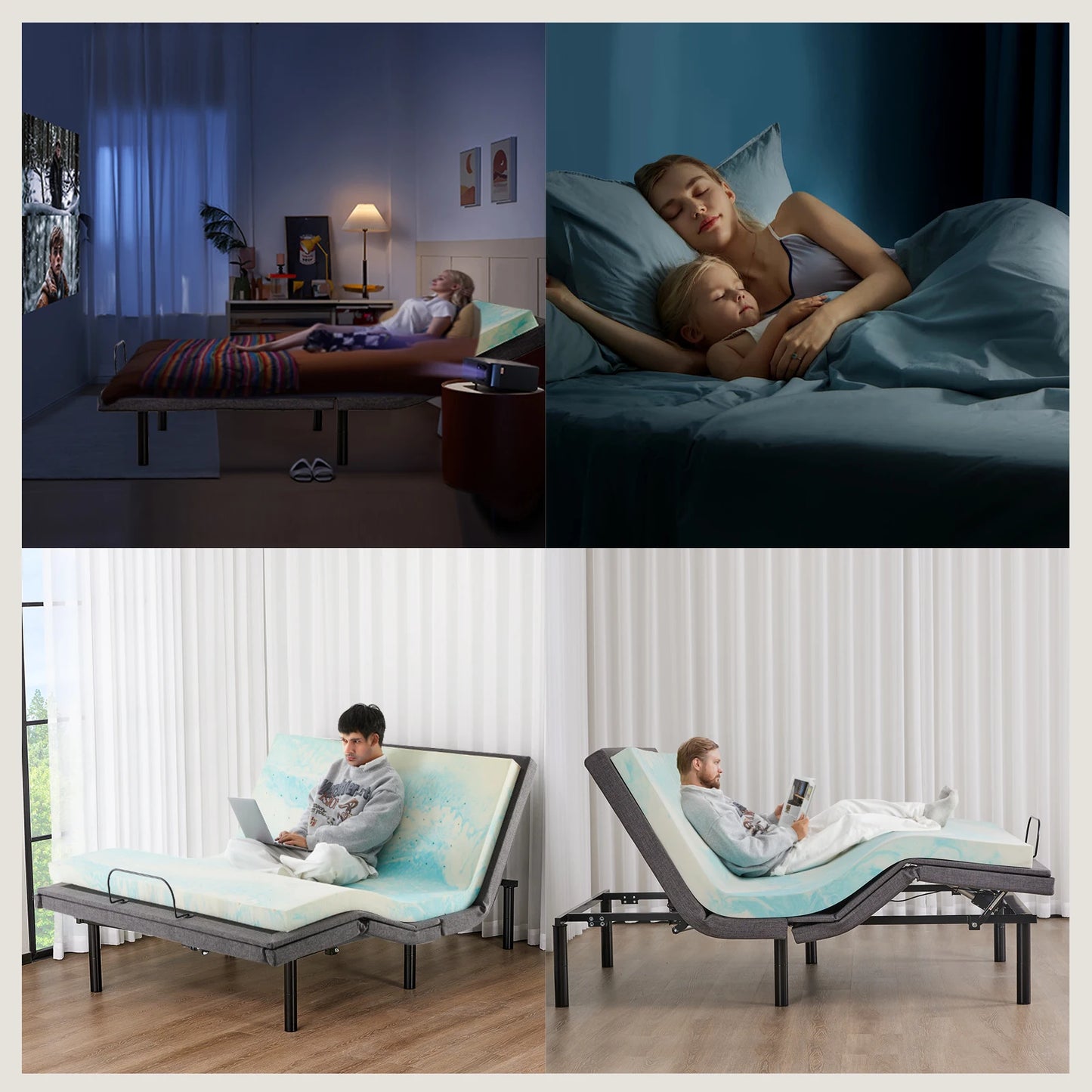 Electric Queen Size Bed Ergonomic Adjustable Bed Frame with Wireless Remote Zero Gravity Bed with 2 USB Ports For Bed Room