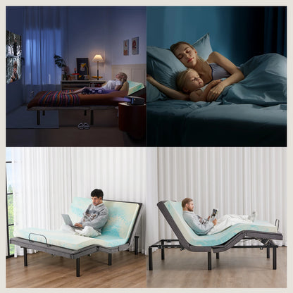 Electric Queen Size Bed Ergonomic Adjustable Bed Frame with Wireless Remote Zero Gravity Bed with 2 USB Ports For Bed Room