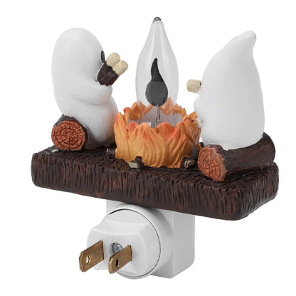 Ghost Campfire Flickering Night Light Resin Ghost Nightlight Energy Saving Flashing Flaming Decoration Spooky