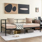 Metal Twin Daybed e, Day Bed with Metal Slat Support & 3-Sided Guardrails, 2-in-1 Space-Saving Soa Bed or Living Room Gt Room, N