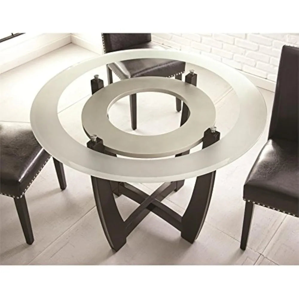 Carell Furniture 45" Round Glass Top Dining Table in Espresso Finish Base