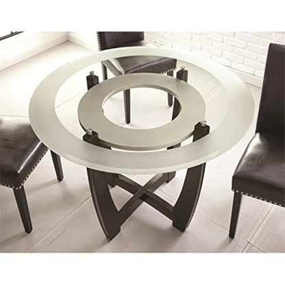 Carell Furniture 45" Round Glass Top Dining Table in Espresso Finish Base