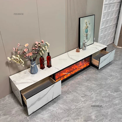 Luxury Simulated Flame European Fireplace Nordic Home Decor Designer Furniture Living Room Slate TV Cabinet Fireplace Integrated
