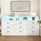 9 Drawer Dresser with Built-in Power Outlet, Mid Century Modern ,63'' Triple Wide