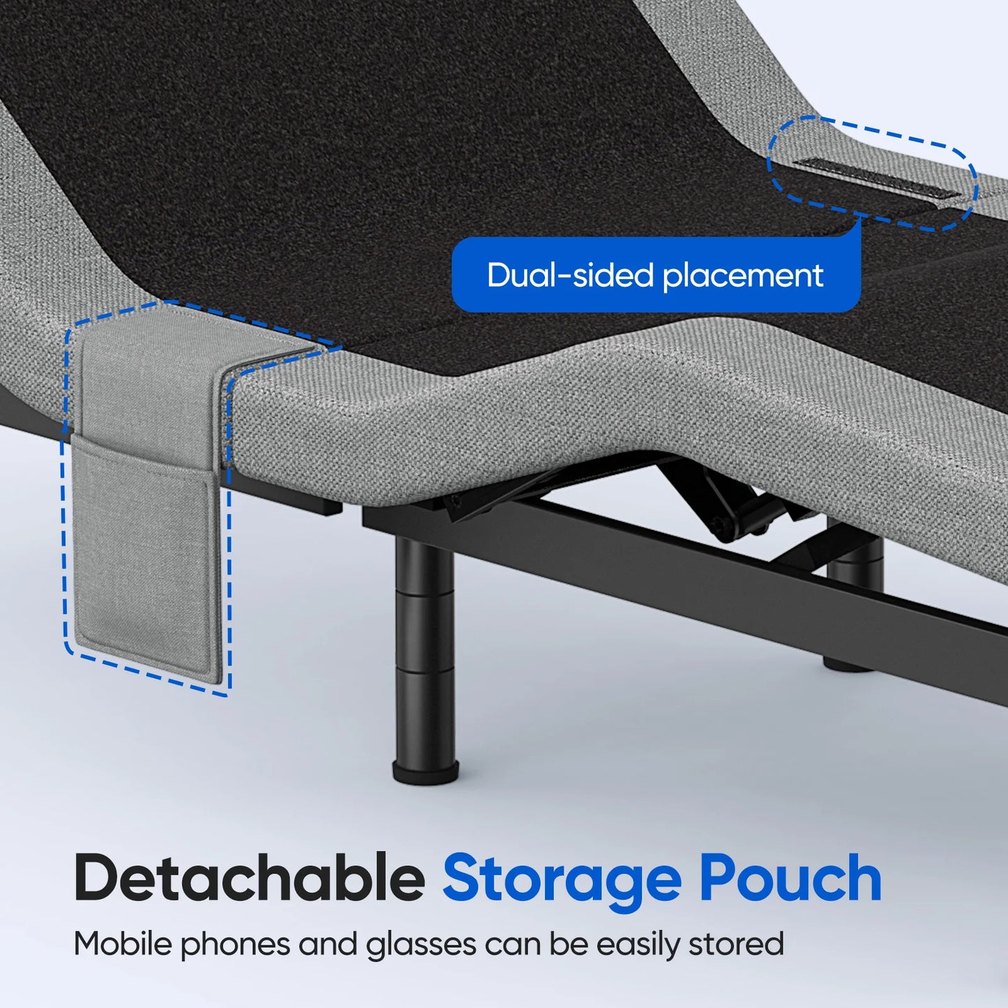 Twin Split King Size Adjustable Bed Base Frame with Massage Silent Double Motor with Wireless Remote Control Bedroom